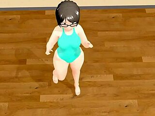 kyo curvy anime girl dances with plump moves