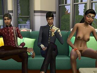 Indian step mom’s fierce first group fuck