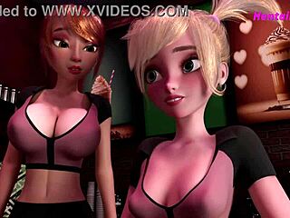 futanari babes stroke hard in candy shop