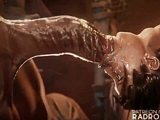 lara croft takes monster cock in brutal deepthroat