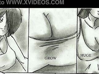 my giantess breast expansion in animated comic fun