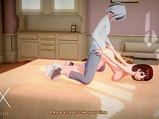 Anime hentai futanari babe gets blowjob and anal in wild cowgirl positions.