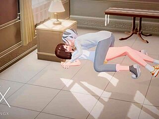 Anime hentai futanari babe gets blowjob and anal in wild cowgirl positions.