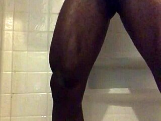 Solo shower time turns into a steamy session of masturbation
