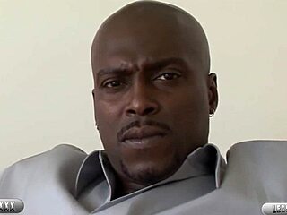 Beautiful Lexington Steele gets a deep throat blowjob
