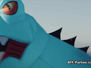 teen rangers teasing orgasm with shared cock