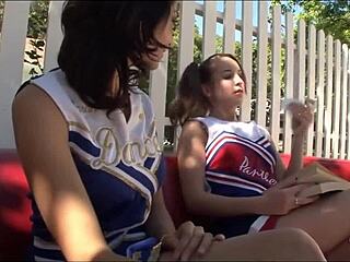 Two Lesbian Cheerleaders Lick Hairy Pussy Raw