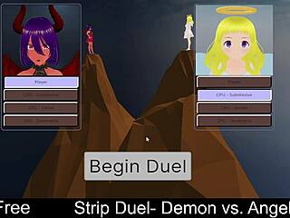 Demon Vs Angel In Cheeky Strip Duel