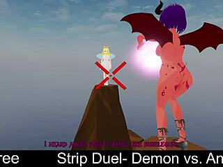 Demon Vs Angel In Cheeky Strip Duel
