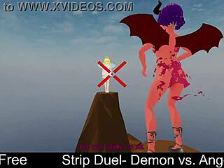 Demon Vs Angel In Cheeky Strip Duel