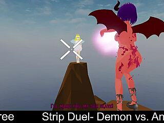 Demon Vs Angel In Cheeky Strip Duel