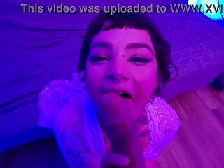 Cute Alt Teen Bangs Lucky Guy, Mouth Filled With Creamy Cum!