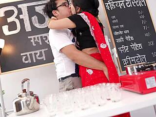 is this the indian beautiful tea maker girl in roleplay costume with cute ass?