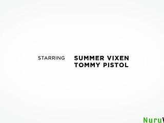 Slutty blonde Summer Vixen sucks huge dick during nuru massage 😜