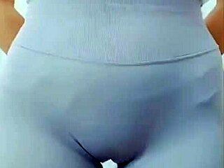 Hey, watch this Asian girl groove with a sexy cameltoe on display.
