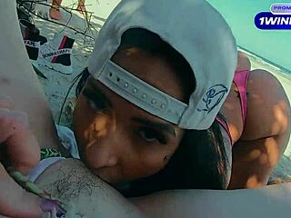 Amigas enjoy wild sex on a crowded beach in public