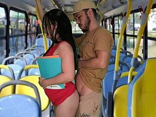 Young student groped and taken hard inside a public bus. What a daring outdoor encounter!