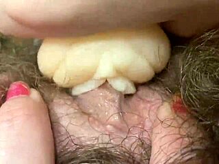 Hardcore fetish solo with hairy vagina and big clit pounding.