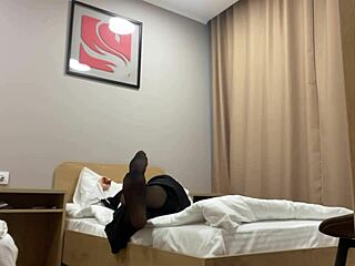 turkish stepmom teases in pantyhose while touching herself for her curious stepson.