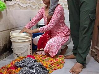 Hey, did you see Bhabhi getting fucked hard while washing clothes in that risky bathroom outdoor spot?