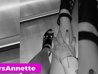 He was locked in a cage, helpless, licking her feet before she took control and drilled his ass