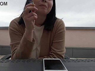 smoking hot moments on the terrace with my sexy girlfriend