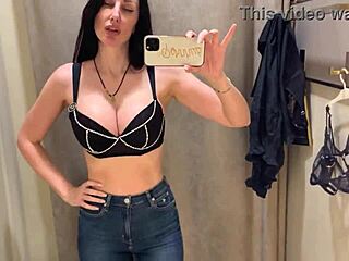 Masturbating Solo in Store's Changing Room with New Underwear On
