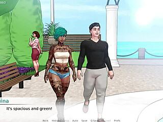 Why is this hot milf sucking and fucking a monster cock in public double penetration? - Devine Heel 3D game