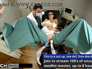 freshman donna leigh moans with hitachi vibrator orgasm from nurse in hospital! she gets close-up shaved pussy play with toys!!