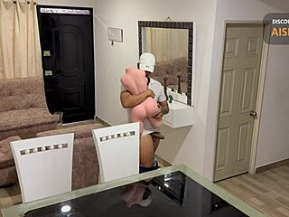 Oh man, I-I got this super hot Latina making the delivery guy try that Monica Moments doll, then she takes him balls deep in her tight ass while hubby's out - Aisha and Juan