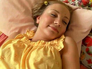 Blonde 18+ Stunner Matina C Fingers Hairless Cunt with Vibrator in Lingerie