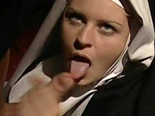 horny nun moans in wild action