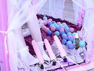 Sweety Plum's Fierce Dildo Squirting Show