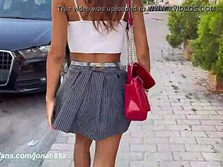 pretty girl teases in skimpy outfit