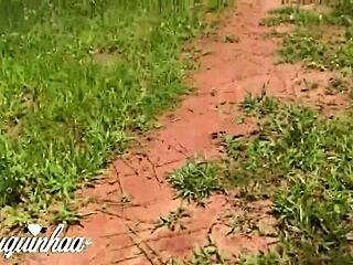 Brazilian teen fucked hard in wild outdoor orgy