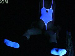 carrie is having sex under blacklight, blonde fetish