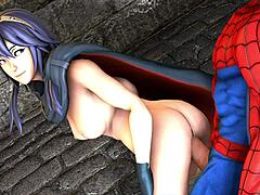 Lucina Gets Anal and Blowjob from Spider-Man