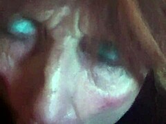 transsexual shemale giving oral blowjob in casual scene