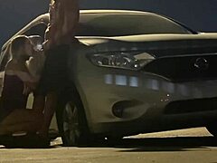 You're caught in public gloryhole action, he says to his cuckold wife during outdoor blowjob flashing