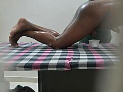 Squeezing sperm milk in outdoor massage spa