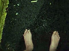 amateur masturbates naked outdoors in public rain