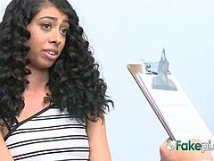 Curly shoplifter seduces guard with tight ride. Uniformed officer enjoys the thrill.