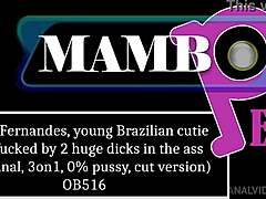 Super cute Brazilian struggles for first DP then gives up because dicks are too big