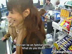 wanna see shy skinny teen rina with glasses get fucked doggystyle on stairway and cum hard?