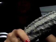 Ser motorista de app faces traffic but stops for this athletic Latina milf with big tits to flash and cum in car