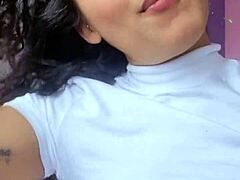 This hot Brazilian brunette with natural tits in lingerie wants you to cum hard for her?