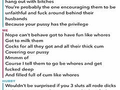 Sexting and cuckolding husband on snap chat with old guy in web chat session