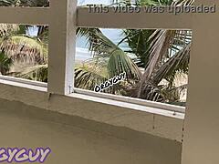 Ebony wife flashes pussy outdoors