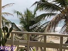 Ebony wife flashes pussy outdoors