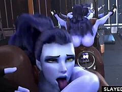 Widowmaker gets wildly fucked in intense creampie action with big cock